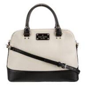 Kate Spade Domed Satchel with Crossbody Stap, Two-Tone Black and Cream